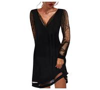 RUITOTP Glitzer Kleid Festliche Kleider Für Damen Cocktailkleid Elegante Kleider Festlich Langarm Mesh Abendkleider Elegant Hochzeit Partykleid Glitzerkleid Minikleid Party Kleids