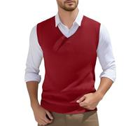 RUITOTP Pullunder Herren Ärmellose Strickweste V-Ausschnitt Strick Pullover Weste Winter Einfarbig Sleeveless Strickpullover für Männer Lässige Feinstrick Pulloverwestee für Klassische Gentleman