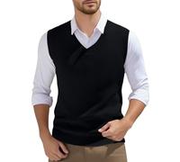 RUITOTP Pullunder Herren Ärmellose Strickweste V-Ausschnitt Strick Pullover Weste Winter Einfarbig Sleeveless Strickpullover für Männer Lässige Feinstrick Pulloverwestee für Klassische Gentleman