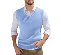 RUITOTP Pullunder Herren Ärmellose Strickweste V-Ausschnitt Strick Pullover Weste Winter Einfarbig Sleeveless Strickpullover für Männer Lässige Feinstrick Pulloverwestee für Klassische Gentleman
