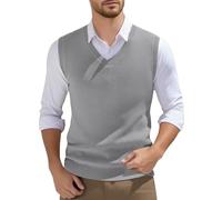 RUITOTP Pullunder Herren Ärmellose Strickweste V-Ausschnitt Strick Pullover Weste Winter Einfarbig Sleeveless Strickpullover für Männer Lässige Feinstrick Pulloverwestee für Klassische Gentleman