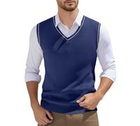RUITOTP Pullunder Herren Ärmellose Strickweste V-Ausschnitt Strick Pullover Weste Winter Einfarbig Sleeveless Strickpullover für Männer Lässige Feinstrick Pulloverwestee für Klassische Gentleman