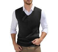 RUITOTP Pullunder Herren Ärmellose Strickweste V-Ausschnitt Strick Pullover Weste Winter Einfarbig Sleeveless Strickpullover für Männer Lässige Feinstrick Pulloverwestee für Klassische Gentleman