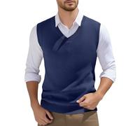 RUITOTP Pullunder Herren Ärmellose Strickweste V-Ausschnitt Strick Pullover Weste Winter Einfarbig Sleeveless Strickpullover für Männer Lässige Feinstrick Pulloverwestee für Klassische Gentleman