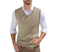 RUITOTP Pullunder Herren Ärmellose Strickweste V-Ausschnitt Strick Pullover Weste Winter Einfarbig Sleeveless Strickpullover für Männer Lässige Feinstrick Pulloverwestee für Klassische Gentleman