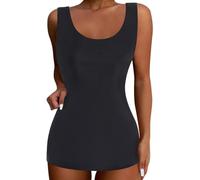 RUITOTP Tankini Damen 3 teilig Bauchweg Badeanzug,Sport Bademode,Push Up Bikini Oberteil Und High Waist Badeshorts Mit Taschen,Verstellbare Badebekleidung Schwimmanzug,Farbblock Strandmode