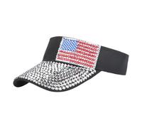RUIXIA Diamond Sport Sun Visor Hat Männer Glänzende Strasssteine Sommerkappe USA Flagge Golf Tennis Stirnband Cap Outdoor UV-Schutz Bling Strass Sonnenhut Frauen Baseballkappe