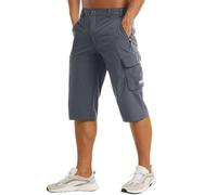 RUMAOZIA 3/4 Hose Herren Cargo Shorts Männer Bermuda Shorts Multi Taschen 3/4 Lang Trekkinghose Militär Shorts Strandhose Ausflug Reisen Sommer Kurze Hose Baumwolle Arbeitshose Stoffhose