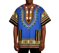 RUMAOZIA Afrikanisches Dashiki-T-Shirt für Herren 3D-gedruckte Kurzarm-Retro-Casual-Hippie-Afrika-Dashiki-Oberteile African Baumwollhemd Unisex Tribal Festival Boho Hippie Kaftan