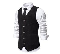 RUMAOZIA Anzug Herren Business Weste Slim fit Anzugweste für Herren Schwarz Elegant Vintage Westen Rockabilly 20er Jahre Basic Hochzeit Outfit Ärmellose Westernweste Cos Kostüm