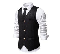 RUMAOZIA Anzug Herren Business Weste Slim fit Anzugweste für Herren Schwarz Elegant Vintage Westen Rockabilly 20er Jahre Basic Hochzeit Outfit Ärmellose Westernweste Cos Kostüm