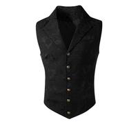 RUMAOZIA Anzug Weste Herren Viktorianische Steampunk Gothic Hochzeit Slim Fit Anzüge Modern Klassische Trachtenweste Anzugwesten Ärmellose V-Ausschnitt Westen Herrenweste Gilet Rot