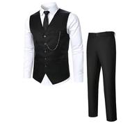 RUMAOZIA Anzuge Herren 2 Teilig Anzüge Slim Fit Hochzeitanzug mit Weste Hosen Sport Set für Männer Klassische Weste mit Krawatte Abschlussball Herrenanzug Business Smokings Anzug