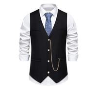 RUMAOZIA Anzugweste für Herren Schwarz Regular Fit Weste Elegant Vintage Westen Rockabilly 20er Jahre Herren Basic Businessweste Hochzeit Outfit Westernweste Ärmellose Anzugweste