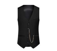 RUMAOZIA Anzugweste für Herren Schwarz Regular Fit Western Weste - Business Männlich Blazer Weste Metall Kette V-Ausschnitt Slim Fit Mode Männer Weste Für Hochzeit Büro Herrenbekleidung