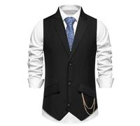 RUMAOZIA Anzugweste Herren Schwarz Elegant Vintage Westen Aermellose Aermellos Businessweste Hochzeit Outfit Westernweste Anzugsveste Rockabilly 20er Jahre Herren