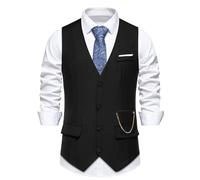 RUMAOZIA Anzugweste Herren Schwarz Elegant Vintage Westen Aermellose Aermellos Businessweste Hochzeit Outfit Westernweste Anzugsveste Rockabilly 20er Jahre Herren
