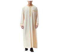 RUMAOZIA Arabische Kleidung Herren Muslim Kaftan Abaya Gewand Robe Crew Stehkragen Thobe Arabisch Gebet Eid Islamische Aus Dem Nahen Osten Gebetskleidung für Männer