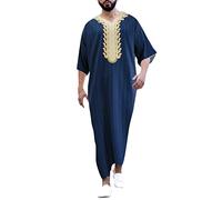 RUMAOZIA Arabische Kleidung Herren Muslim Kaftan Abaya Gewand Robe Crew Stehkragen Thobe Arabisch Gebet Eid Islamische Kleidung Aus Dem Nahen Osten für Männer
