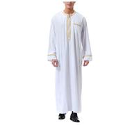 RUMAOZIA Arabische Kleidung Herren Muslim Kaftan Abaya Gewand Robe Crew Stehkragen Thobe Arabisch Gebet Eid Islamische Aus Dem Nahen Osten Gebetskleidung für Männer
