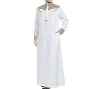 RUMAOZIA Arabische Kleidung Herren Muslim Kaftan Abaya Gewand Robe Mit Crew Stehkragen - Thobe Arabisch Gebet Eid Islamische Kleidung Aus Dem Nahen Osten für Männer