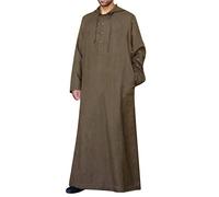 RUMAOZIA Arabische Kleidung Herren Muslim Kaftan Abaya Herren Gewand Robe Crew Stehkragen Thobe Arabisch Gebet Eid Kleidung Islamische Kleidung Aus Dem Nahen Osten Gebetskleidung für Männer