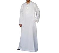 RUMAOZIA Arabische Kleidung Herren Muslim Kaftan Abaya Herren Gewand Robe Crew Stehkragen Thobe Arabisch Gebet Eid Kleidung Islamische Kleidung Aus Dem Nahen Osten Gebetskleidung für Männer