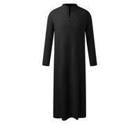 RUMAOZIA Arabische Kleidung Herren Muslim Kaftan Abaya Herren Langarm Mittlerer Osten Saudi-arabische Bademäntel Kleider Gebetskleidung für Männer Baumwolle Leinen Kleider Ethno Muslim Thobe