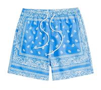 RUMAOZIA Badehose Herren Lang Paisley Shorts Cashew Blume Drucken Basketball Shorts mit Kordelzug Mesh Grafik Bandana Print Sweatshorts Casual Laufshorts Sommer Strand Leichte Kurze Hose