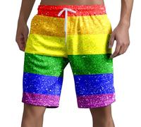RUMAOZIA Badeshorts Herren Regenbogen Badehose Männer Schwimmhose Boardshorts Herren Schwimmshort Neon Bunt Kurze Hosen Gym Sportshorts Men Lässig Strandhose Shorts mit Verstellbarem Tunnelzug
