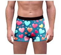 RUMAOZIA Boxershorts Herren Unterhosen Retroshorts mit Herz-Print Atmungsaktive Underwear Sportunterwäsche mit Eingriff Gummibund Weiche Boxershorts Valentinstag Unterwäsche Bequeme Panty Höschen