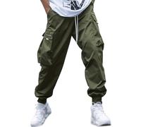 RUMAOZIA Cargo Hose Herren Hip Hop Freizeithose Schnelltrocknend Atmungsaktiv Jogginghose Baggy Haremshose Weitem Bein Hosen Casual Trainingshose Sporthose