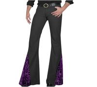 RUMAOZIA Cordhose mit Schlag Herren Schlaghose Herren 70er Cord Freizeithose Elegant Weites Bein Hosen Vintage Cord Lang Hose Mottoparty 70er Hippie Kostüme Schlaghose 70er Karneval Disco Outfits