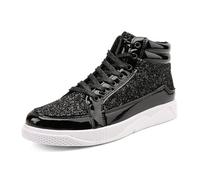 RUMAOZIA Glitzer Sneaker Pailletten Schuhe Herren Damen Glitzerschuhe High Top Mit Feinem Glitzer Casual Freizeitschuhe Karneval Rockabilly Party Tanzfest Alltag Bequeme Plateau Turnschuhe