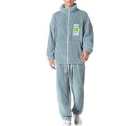 RUMAOZIA Hausanzug Herren Winter Warm Flauschig Jogginganzug Herren Plüschhose Fleece Kuschelig Freizeitanzug Warm Schlafanzug Flanell-Kuschelanzug Bequem 2 Teilig Teddy-Fleece Trainingsanzug
