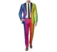 RUMAOZIA Herren Anzug 2 Teilig Regenbogen Herrenanzüge Sportlich Sakko Hose Knopf Smoking Anzug Männer Regenbogen Anzug für Hochzeit Business Party Kostüm