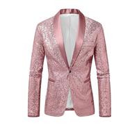 RUMAOZIA Herren Anzugjacke mit Pailletten Sakko Herren Glitzer Jacket Blazer Slim Fit Anzugjacken Fasching Karneval Anzug für Männer Glitzerjacke Glänzende Silvester Casual Party Outfit