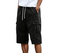 RUMAOZIA Herren Cargo Shorts Sommer Cargohose Kurz Baggy Elastische Taille Sport Shorts mit Tunnelzug Mode Sommerhose Kurz Freizeitshorts Outdoor Kurze Hosen Einfarbig Bermuda Laufshorts
