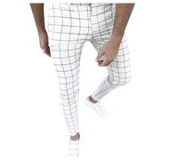 RUMAOZIA Herren Chino Hose Karierte Lange Anzughose Stretch Business Hose Regular Fit Karo Muster Freizeithose Slim Fit Hosen Beiläufige Business Chinohose Outdoor Lange Hosen Einfarbige