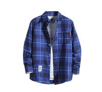 RUMAOZIA Herren Hemd Kariertes Hemden Holzfäller Hemd mit Taschen Karohemd Button Down Plaid Casual Shirt Bequeme Herbst Winter Hemdjacke Regular Fit Baumwollhemd Outdoor Freizeit Langarmhemd