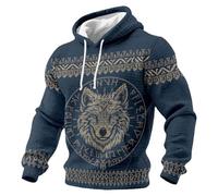 RUMAOZIA Herren Hoodie Mit Wikinger-Motiv - Trendiger Strukturierter Kapuzenpullover Mit Yggdrasil-Design Und Keltischen Mustern | Stilvolles Outfit Für Der Nordischen Mythologie Vintage Streetwear