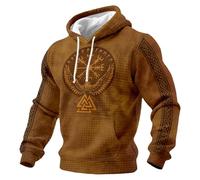 RUMAOZIA Herren Hoodie Mit Wikinger-Motiv - Trendiger Strukturierter Kapuzenpullover Mit Yggdrasil-Design Und Keltischen Mustern | Stilvolles Outfit Für Der Nordischen Mythologie Vintage Streetwear