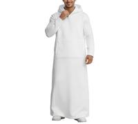 RUMAOZIA Herren Kaftan Muslimische Kleider mit Kapuze Baumwolle Muslim Ramadan Qamis Einfarbig Gebet Islamisch Abaya Herren Langarm Kamis Djellaba Marokkanisch Jelaba Kaftan Kleid Ramadan Kleidung