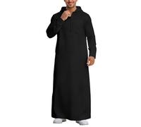 RUMAOZIA Herren Kaftan Muslimische Kleider mit Kapuze Baumwolle Muslim Ramadan Qamis Einfarbig Gebet Islamisch Abaya Herren Langarm Kamis Djellaba Marokkanisch Jelaba Kaftan Kleid Ramadan Kleidung