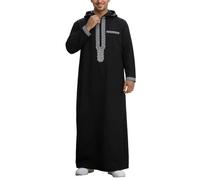 RUMAOZIA Herren Kaftan Muslimische Kleider mit Kapuze Baumwolle Muslim Ramadan Qamis Einfarbig Gebet Islamisch Abaya Herren Langarm Kamis Djellaba Marokkanisch Jelaba Kaftan Kleid Ramadan Kleidung