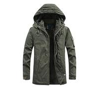RUMAOZIA Herren Mantel Bundeswehr Parka Jacke Fleecefutter Mit Kapuze Wintermantel Viele Taschen Dicker Militärjacke Lang Thermo Funktionsparka Warm Outdoor Winterjacke Winddichter Übergangsjacke