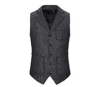 RUMAOZIA Herren Notch Lapel Tweed Weste Herringbone Hunting Retro Slim Wolle Klassisch Vintage Geschäft Hochzeit Karierte Weste Herren Formale Klassische Weste Baumwolle Hahnentritt Anzugweste