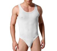 RUMAOZIA Herren Sexy Spitze Bodysuit Durchsichtig Stringbody Ärmellos Männerbody Unterwäsche Muskel Shirt High Cut Wrestling Unterhemd Einteiler Sissy Dessous Nachtwäsche Reizwäsche Sport Overall