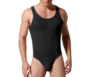 RUMAOZIA Herren Sexy Spitze Bodysuit Durchsichtig Stringbody Ärmellos Männerbody Unterwäsche Muskel Shirt High Cut Wrestling Unterhemd Einteiler Sissy Dessous Nachtwäsche Reizwäsche Sport Overall