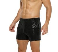 RUMAOZIA Herren Shorts Lederhose Gold Silver PU Leder Shorts Casual Shorts Männer Sexy Shorts Glanz Taille PU Lederoptik Kurze Hose Leder Wetlook Kurze Shorts Punk Clubwear Bühnenkostüm